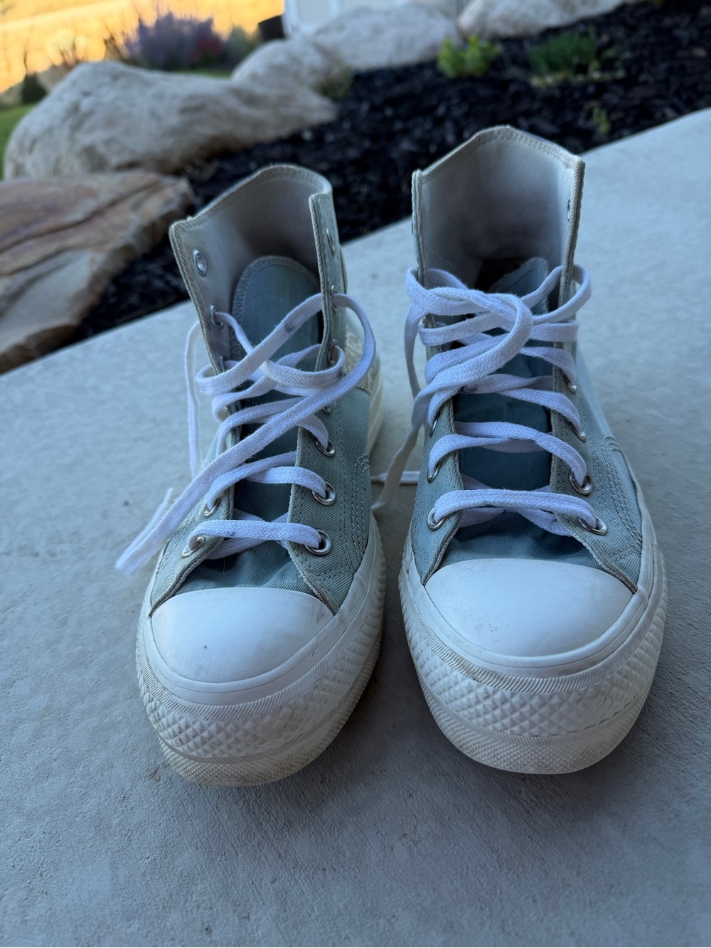 Converse Chuck Taylor All Star Platform High Denim Patchwork Sneakers Sz 8.5 - Picture 4 of 11